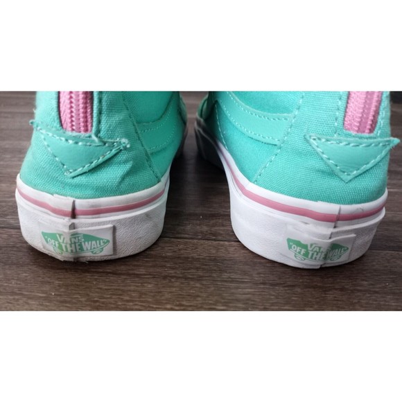 Vans Sk8 Womens 7.5 Sea Green Pink Hi Top Skate Shoes - Picture 7 of 11